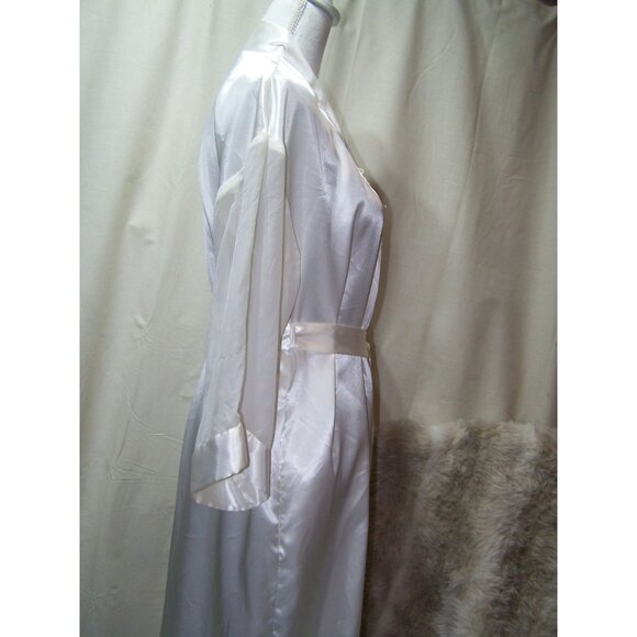 Dentelle Robe White Silky/Satin Feel Small Wrap Cover Up Bridal - Picture 4 of 10
